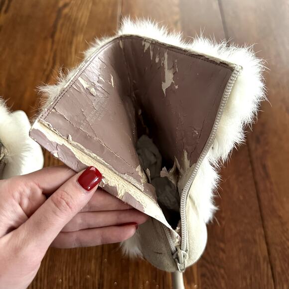 Nine West Rabbit Fur Suede Boot Sz 8.5 - Picture 9 of 10